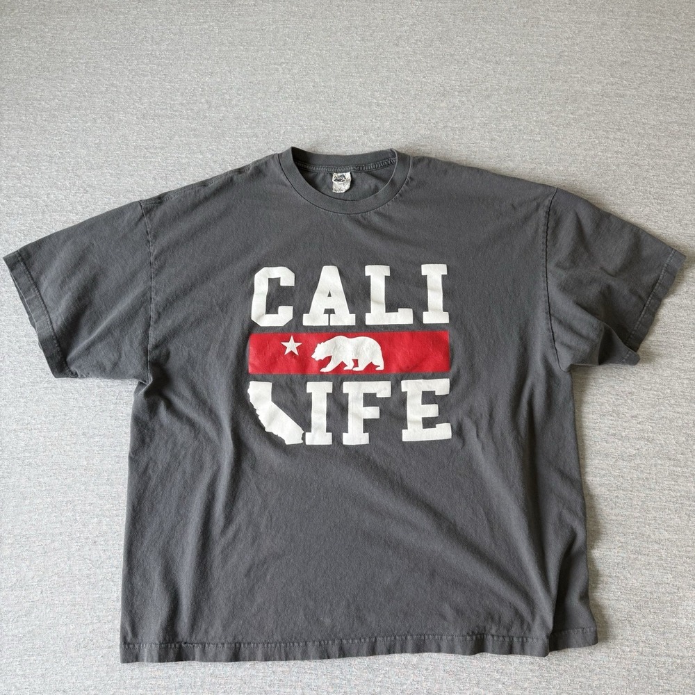 Alstyle Men's Cali Life California Bear T-shirt 3XL Gray 100% Cotton‎ Crew Neck